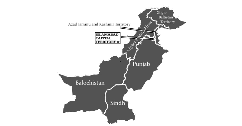 Map of Pakistan provinces and capital territory