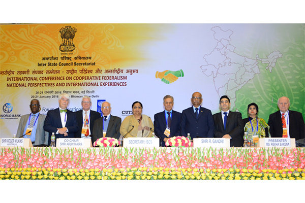 Officials pose at International Conference on Cooperative Federalism in India